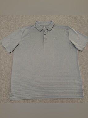 Callaway Golf Polo Mens XL Gray Stripe Opti Dri Performance Shirt